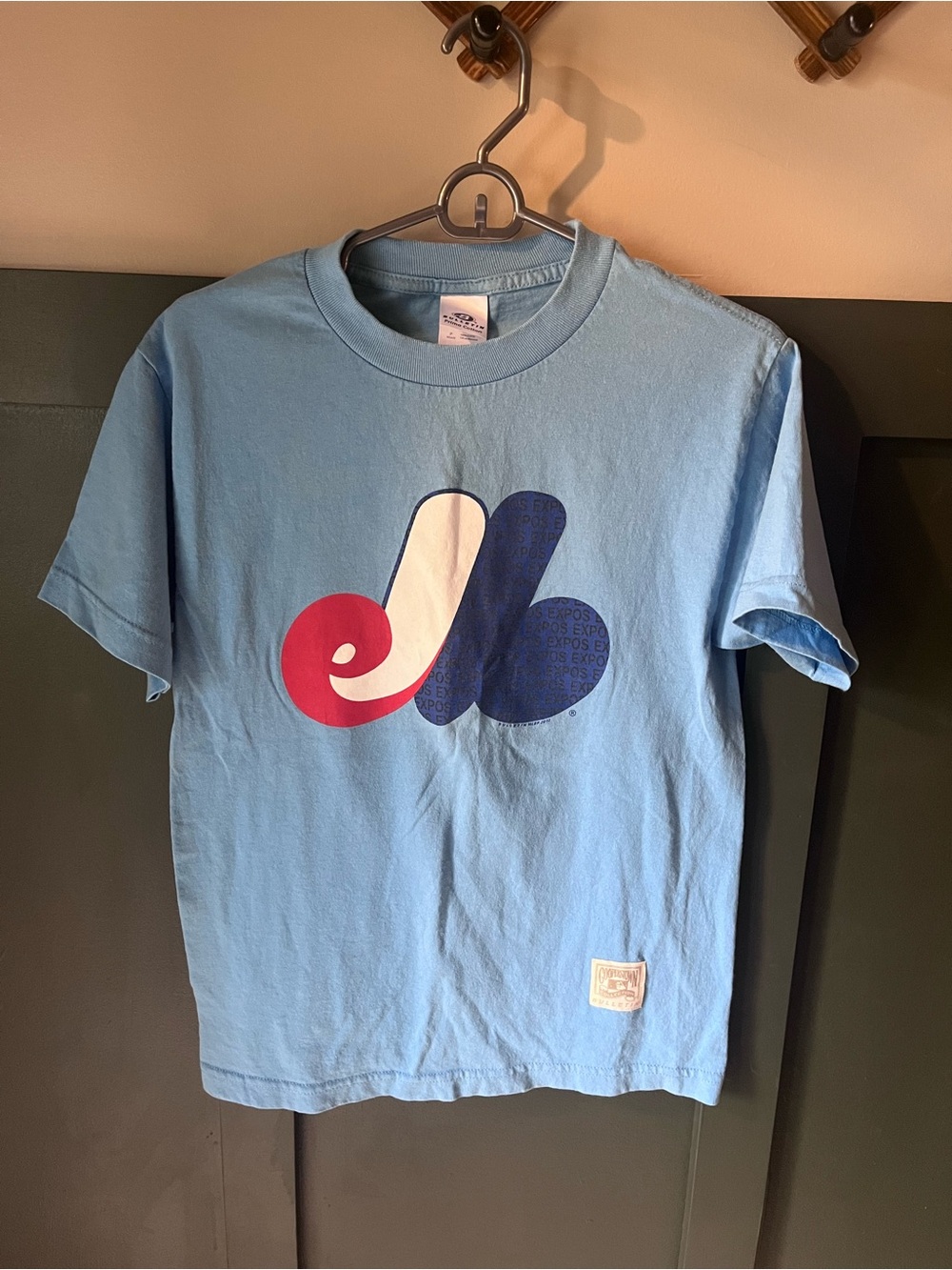 Montreal Expos Light Blue Short-Sleeve Tee with Retro Red, White & Navy Logo